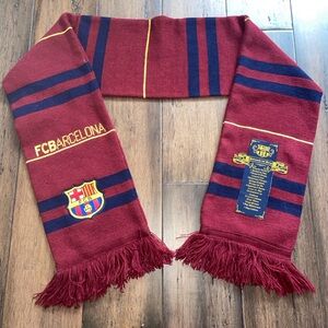 FC Barcelona Soccer Game Scarf Official Product 52” Maroon & Navy Fringe